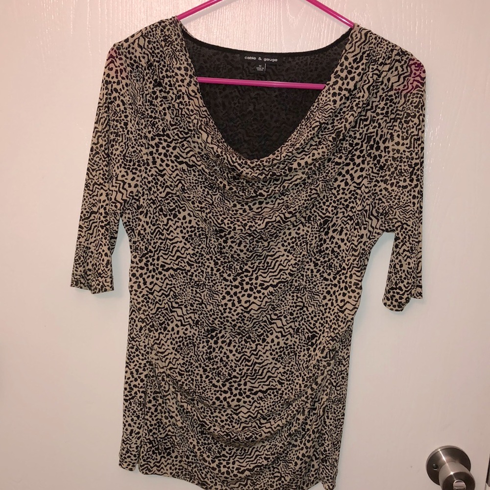 Cable and gauge animal print blouse sale